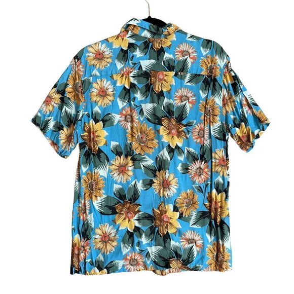 Pull&Bear STWD Mens Multicolor Floral Short Sleeve Viscose Button Up Shirt Mediu - Picture 2 of 7